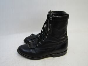 COWTOWN Mens Size 7.5 D Black Leather Laces Cowboy Western Boots